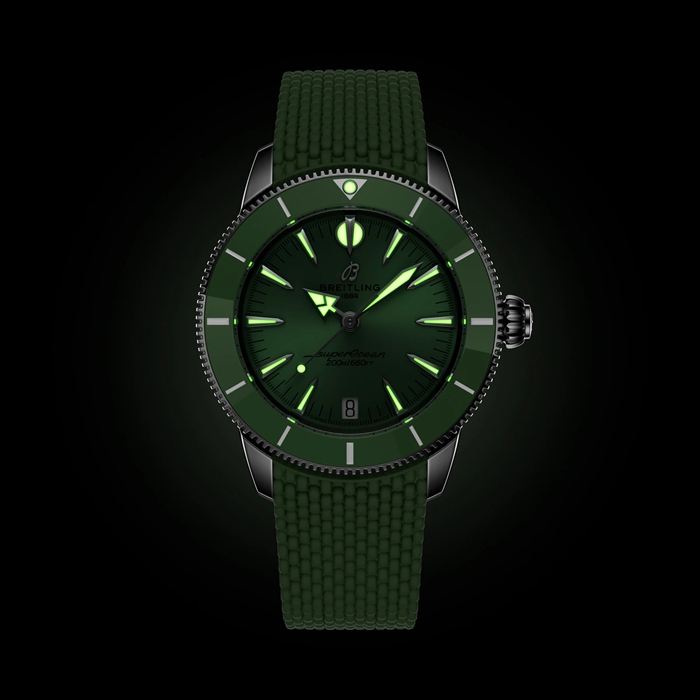 Breitling Superocean Heritage Automatic 36mm Unisex-ur Grønt gummi A10390361L1S1 - Billede 5