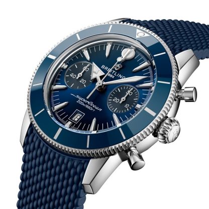 Breitling Superocean Heritage B01 Chronograph 42mm herreur blå gummi AB0156161C1S1 - Billede 3