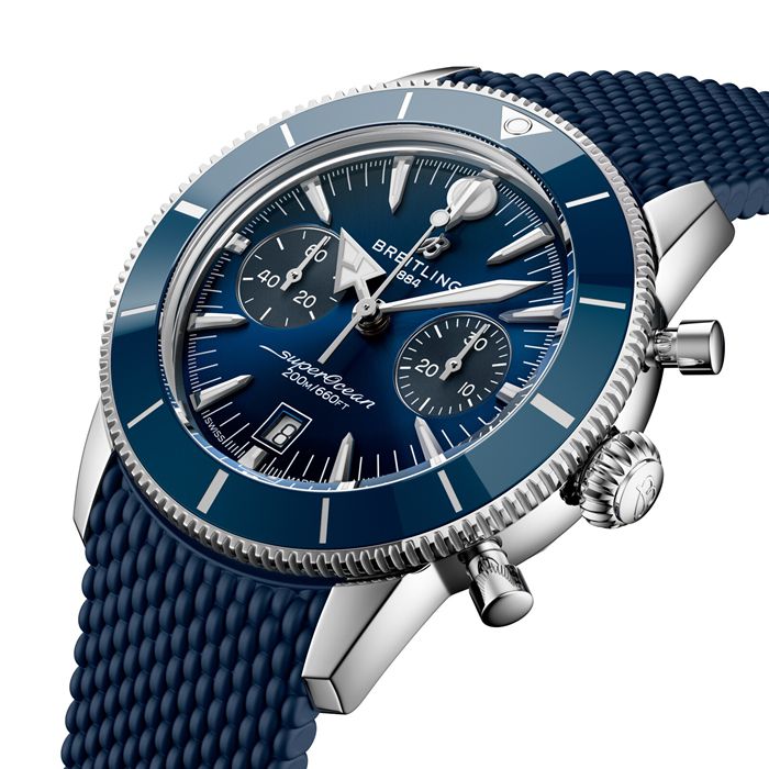 Breitling Superocean Heritage B01 Chronograph 42mm herreur blå gummi AB0156161C1S1 - Billede 3