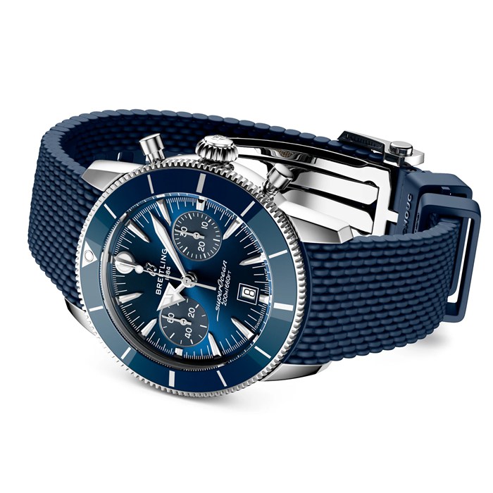 Breitling Superocean Heritage B01 Chronograph 42mm herreur blå gummi AB0156161C1S1 - Billede 4