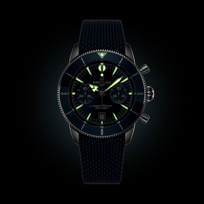Breitling Superocean Heritage B01 Chronograph 42mm herreur blå gummi AB0156161C1S1 - Billede 5