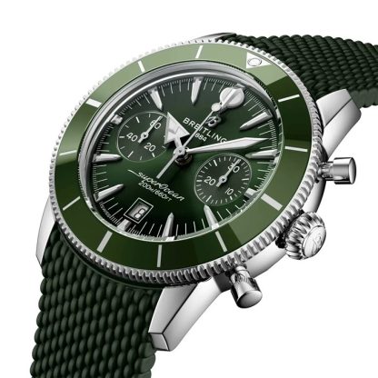 Breitling Superocean Heritage B01 Chronograph 42mm herreur grøn gummi AB0156361L1S1 - Billede 3