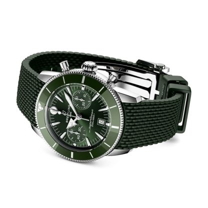 Breitling Superocean Heritage B01 Chronograph 42mm herreur grøn gummi AB0156361L1S1 - Billede 4