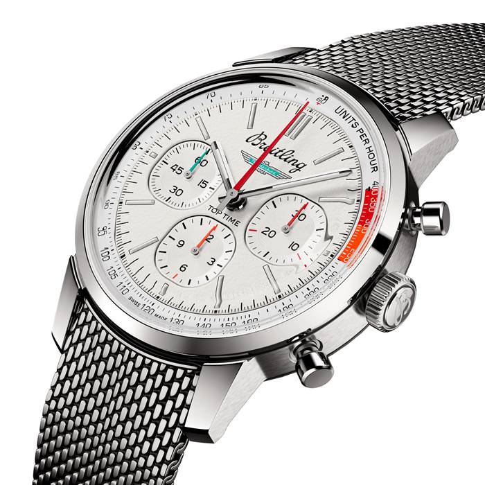 Breitling Top Time B01 Classic Cars Ford Thunderbird 41mm herreur Mesh-rem AB01766A1A1A1 - Billede 2