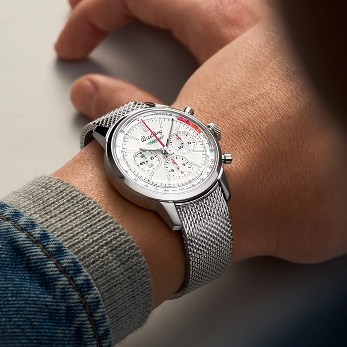 Breitling Top Time B01 Classic Cars Ford Thunderbird 41mm herreur Mesh-rem AB01766A1A1A1 - Billede 5