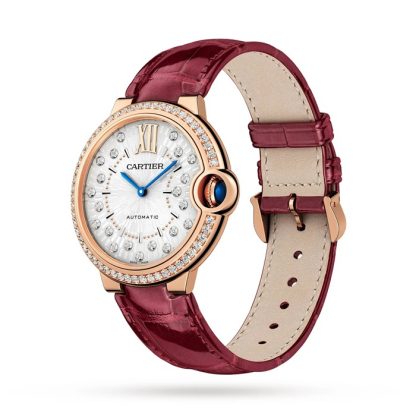 Cartier Ballon Bleu De Cartier Ur 36mm Automatisk Mekanisk Urværk Rosaguld Diamanter Læder WJBB0081 - Billede 2