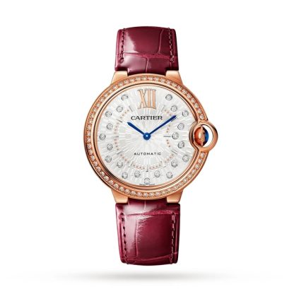 Cartier Ballon Bleu De Cartier Ur 36mm Automatisk Mekanisk Urværk Rosaguld Diamanter Læder WJBB0081