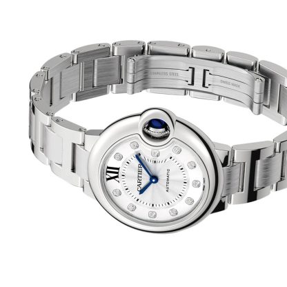Cartier Ballon Bleu De Cartier Watch 33 mm automatisk urværk stål diamanter W4BB0021 - Billede 4
