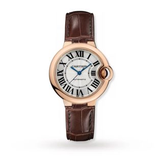Cartier Ballon Bleu De Cartier Watch 33mm Automatisk bevægelse Rose Gold Leather W6920097