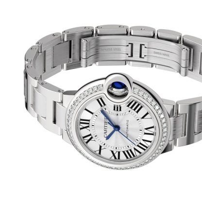 Cartier Ballon Bleu De Cartier Watch 33mm Mekanisk bevægelse med automatisk optræk Stål Diamanter W4BB0023 - Billede 3