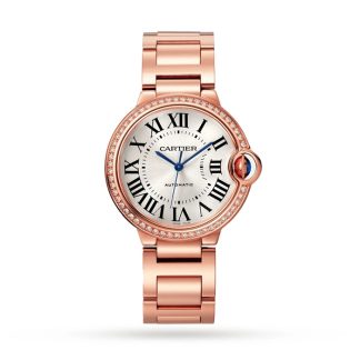 Cartier Ballon Bleu De Cartier Watch 36mm Mekanisk værk med automatisk optræk Rosaguld Diamanter WJBB0064
