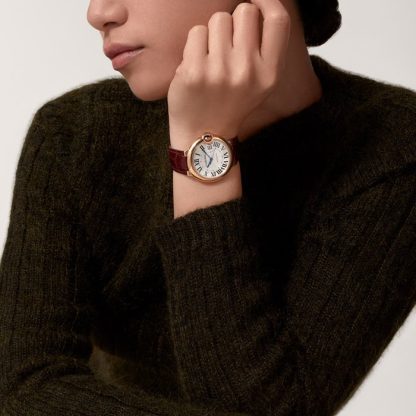 Cartier Ballon Bleu De Cartier ur 36 mm automatisk værk pink guld læder WGBB0009 - Billede 5