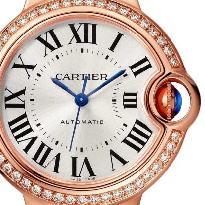 Cartier Ballon Bleu De Watch 33mm Rose Gold Diamonds Leather WJBB0033 - Billede 3