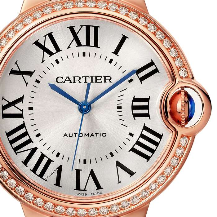 Cartier Ballon Bleu De Watch 36mm Rose Gold Diamonds Leather WJBB0034 - Billede 3