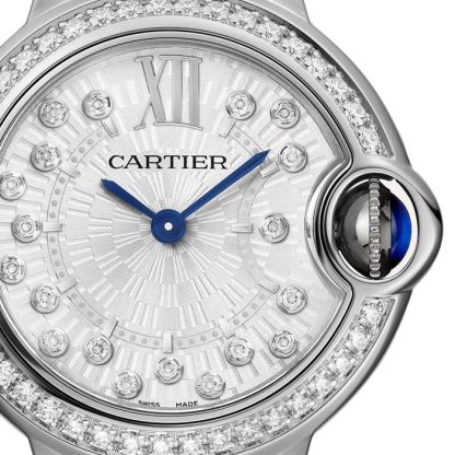 Cartier Ballon Bleu de Cartier ur 28 mm kvartsværk Stålkasse riflet stålkrone besat med en syntetisk cabochonformet spinel W4BB0034 - Billede 2
