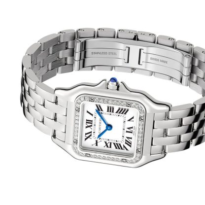 Cartier Panthère De Cartier Watch Medium Model Quartz Movement Steel Diamonds W4PN0018 - Billede 5