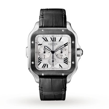 Cartier Santos De Cartier Chronograph Watch Extra-Large Model Automatic Movement Steel ADLC Interchangeable Rubber And Leather Bracelets WSSA0017 - Billede 2