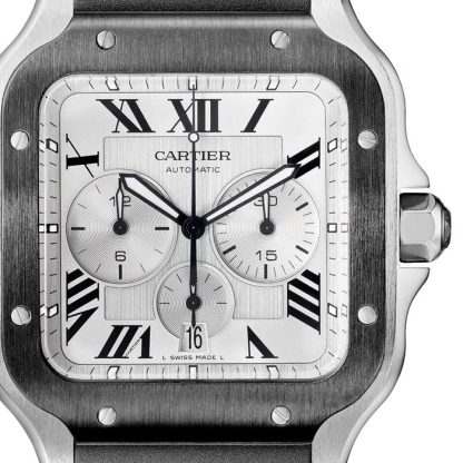 Cartier Santos De Cartier Chronograph Watch Extra-Large Model Automatic Movement Steel ADLC Interchangeable Rubber And Leather Bracelets WSSA0017 - Billede 5