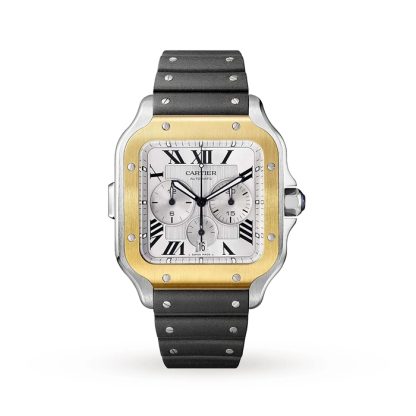 Cartier Santos De Cartier Chronograph Watch Extra-Large Model Automatic Movement Yellow Gold Steel Interchangeable Metal And Rubber Bracelets W2SA0008 - Billede 2