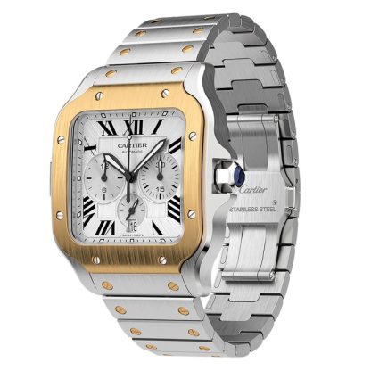 Cartier Santos De Cartier Chronograph Watch Extra-Large Model Automatic Movement Yellow Gold Steel Interchangeable Metal And Rubber Bracelets W2SA0008 - Billede 4