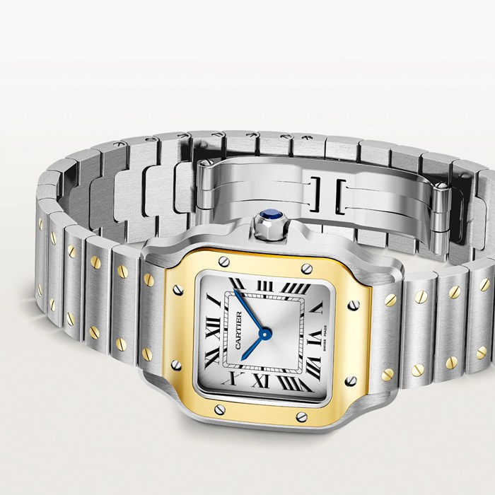 Cartier Santos De Cartier Lille Model Quartz Gult Guld Stål W2SA0033 - Billede 5