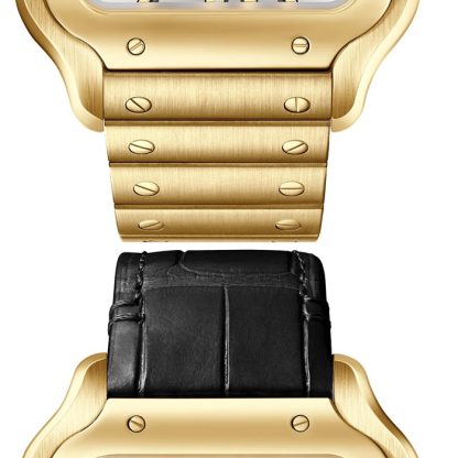 Cartier Santos De Cartier Skeleton-ur Stor model Skeleton-mekanisk værk med manuel optræk 9612 MC gult guld WHSA0042 - Billede 4