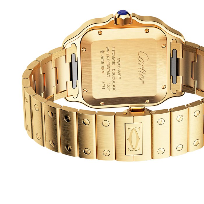 Cartier Santos De Cartier Ur Stor model Automatisk urværk Gult guld Udskiftelige metal- og læderarmbånd WGSA0029 - Billede 3