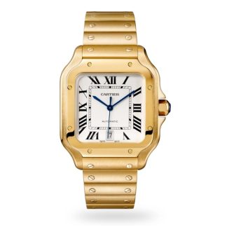 Cartier Santos De Cartier Ur Stor model Automatisk urværk Gult guld Udskiftelige metal- og læderarmbånd WGSA0029