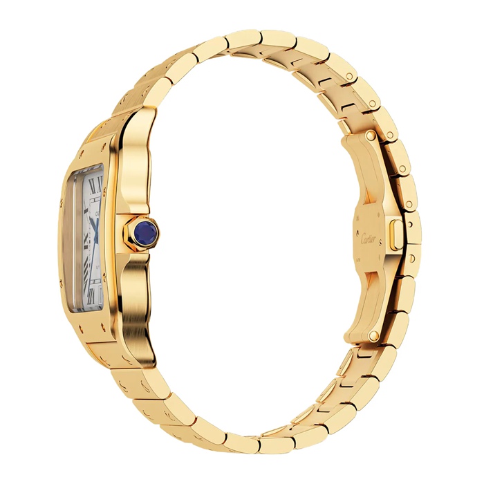 Cartier Santos De Cartier Ur Stor model Automatisk urværk Gult guld Udskiftelige metal- og læderarmbånd WGSA0029 - Billede 5