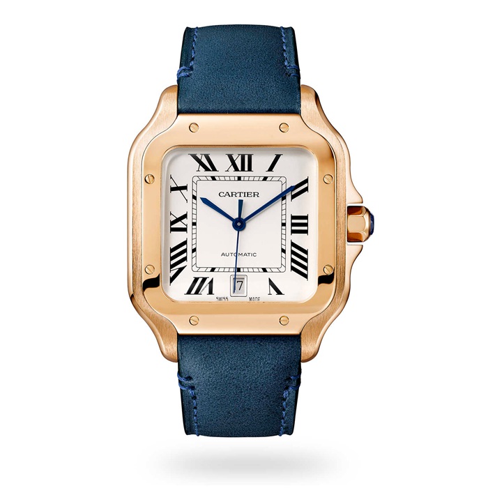 Cartier Santos De Cartier Ur Stor model Automatisk urværk Rosaguld 2 udskiftelige læderarmbånd WGSA0019 - Billede 2