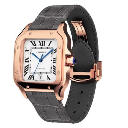 Cartier Santos De Cartier Ur Stor model Automatisk urværk Rosaguld 2 udskiftelige læderarmbånd WGSA0019 - Billede 3