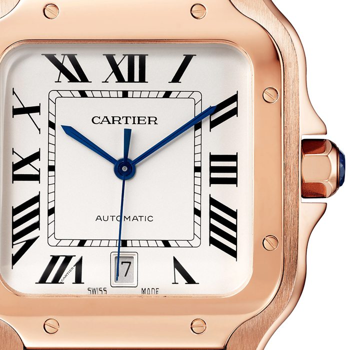 Cartier Santos De Cartier Ur Stor model Automatisk urværk Rosaguld 2 udskiftelige læderarmbånd WGSA0019 - Billede 4