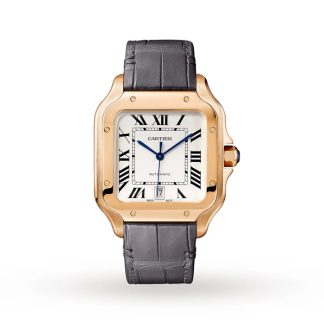Cartier Santos De Cartier Ur Stor model Automatisk urværk Rosaguld 2 udskiftelige læderarmbånd WGSA0019