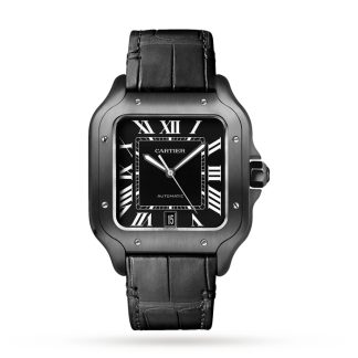 Cartier Santos De Cartier Ur Stor model Automatisk urværk Stål ADLC Udskiftelige gummi- og læderarmbånd WSSA0039