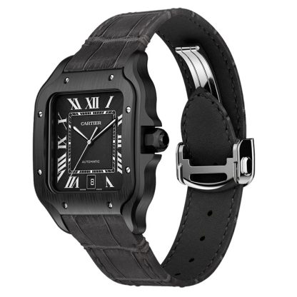 Cartier Santos De Cartier Ur Stor model Automatisk urværk Stål ADLC Udskiftelige gummi- og læderarmbånd WSSA0039 - Billede 4