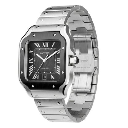 Cartier Santos De Cartier Ur Stor model Automatisk urværk Stål ADLC Udskiftelige metal- og gummiarmbånd WSSA0037 - Billede 3