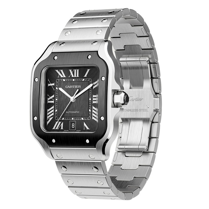 Cartier Santos De Cartier Ur Stor model Automatisk urværk Stål ADLC Udskiftelige metal- og gummiarmbånd WSSA0037 - Billede 3