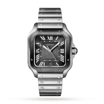 Cartier Santos De Cartier Ur Stor model Automatisk urværk Stål ADLC Udskiftelige metal- og gummiarmbånd WSSA0037