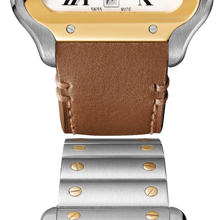 Cartier Santos De Cartier Ur Stor model Automatisk værk Gult guld Stål Udskiftelige metal- og læderarmbånd W2SA0009 - Billede 4