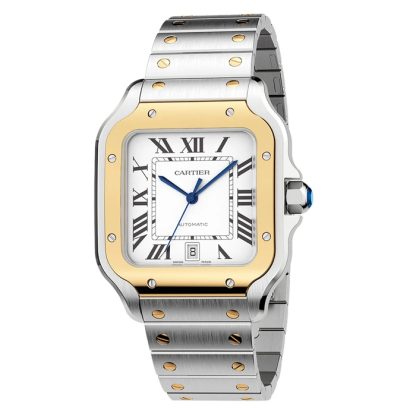 Cartier Santos De Cartier Ur Stor model Automatisk værk Gult guld Stål Udskiftelige metal- og læderarmbånd W2SA0009 - Billede 5
