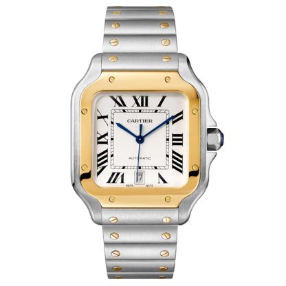 Cartier Santos De Cartier Ur Stor model Automatisk værk Gult guld Stål Udskiftelige metal- og læderarmbånd W2SA0009