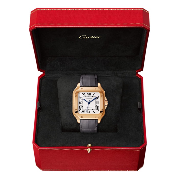 Cartier Santos De Cartier Watch Medium Model Automatic Movement Rose Gold 2 udskiftelige læderarmbånd WGSA0028 - Billede 4