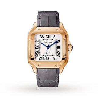 Cartier Santos De Cartier Watch Medium Model Automatic Movement Rose Gold 2 udskiftelige læderarmbånd WGSA0028