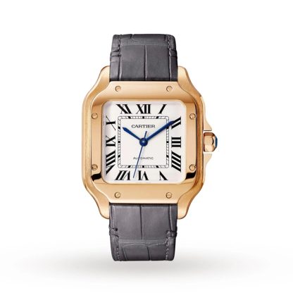 Cartier Santos De Cartier Watch Medium Model Automatic Movement Rose Gold 2 udskiftelige læderarmbånd WGSA0028