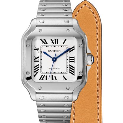 Cartier Santos De Cartier Watch Medium Model Automatic Movement Steel Interchangeable Metal And Leather Bracelets WSSA0029 - Billede 3