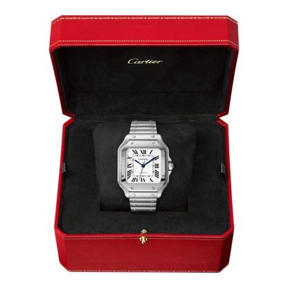 Cartier Santos De Cartier Watch Medium Model Automatic Movement Steel Interchangeable Metal And Leather Bracelets WSSA0029 - Billede 4