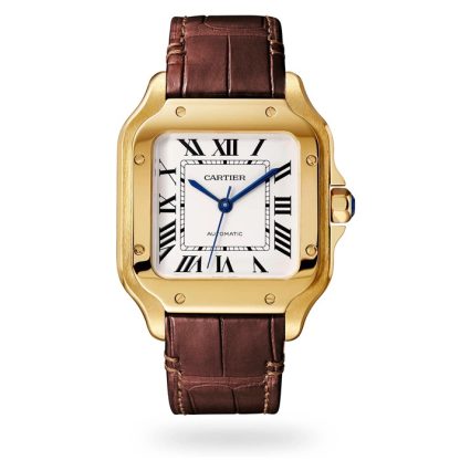 Cartier Santos De Cartier Watch Medium Model Automatic Movement Yellow Gold Interchangeable Metal And Leather Bracelets WGSA0030 - Billede 2