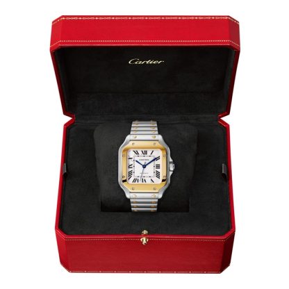 Cartier Santos De Cartier Watch Medium Model Automatic Movement Yellow Gold Steel Interchangeable Metal And Leather Bracelets W2SA0016 - Billede 4
