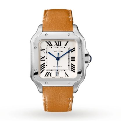 Cartier Santos De Cartier Watch Stor model Automatisk bevægelse Stål Udskiftelige metal- og læderarmbånd WSSA0018 - Billede 2