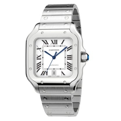Cartier Santos De Cartier Watch Stor model Automatisk bevægelse Stål Udskiftelige metal- og læderarmbånd WSSA0018 - Billede 5